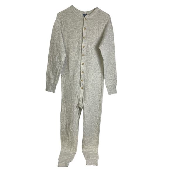 Vtg Duofold Union Suit Pajama Cotton Wool Grey Beige One Piece Knit - Picture 1 of 12